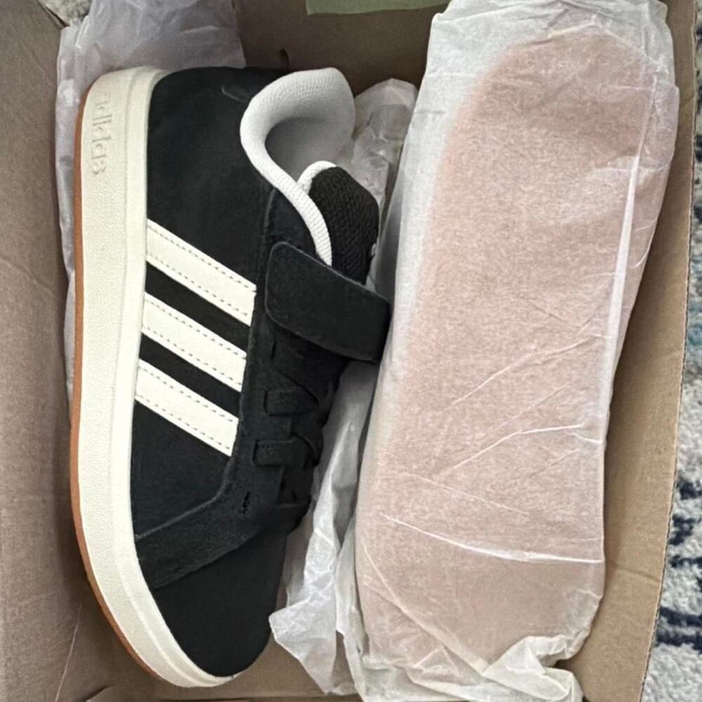 Adidas black and white trainers